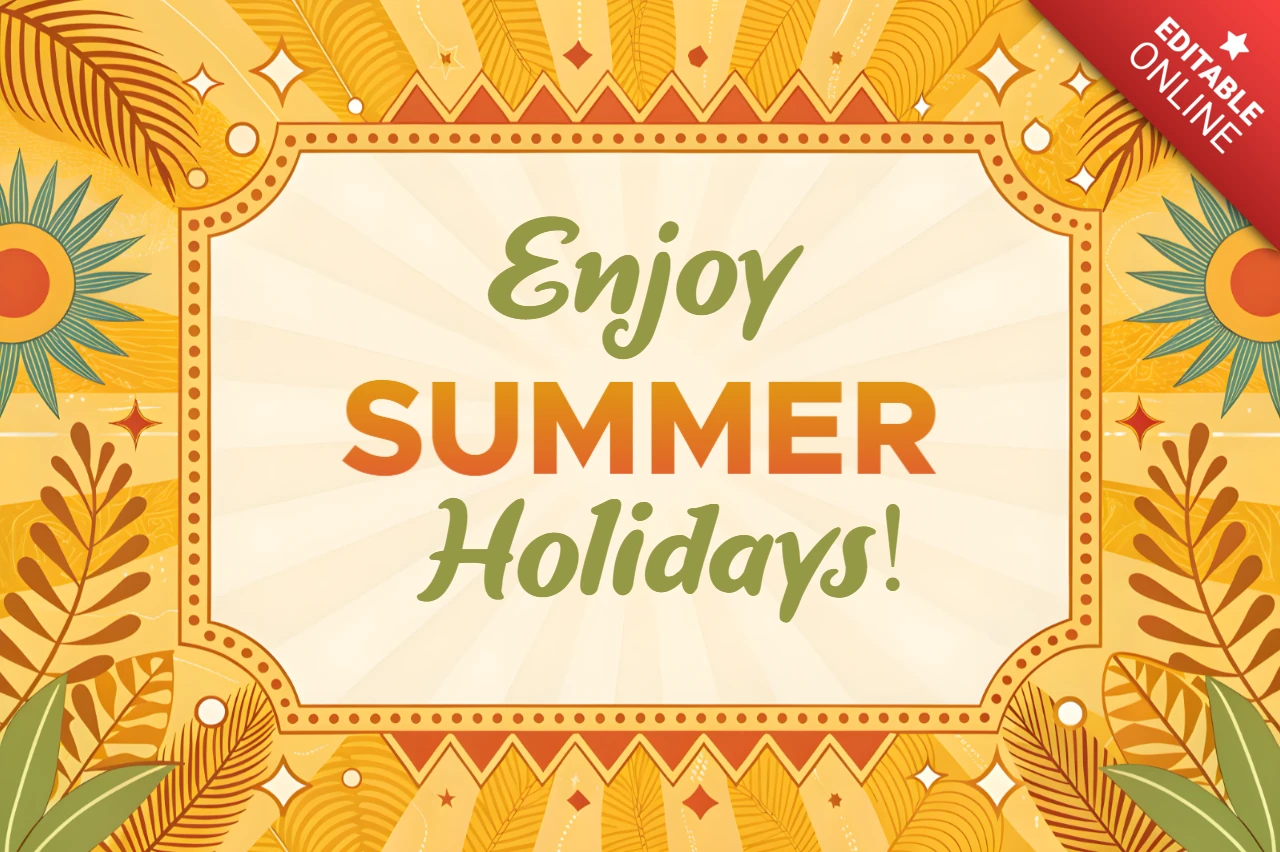 Vibrant Summer Holidays Design Template with Tropical Festival Elements