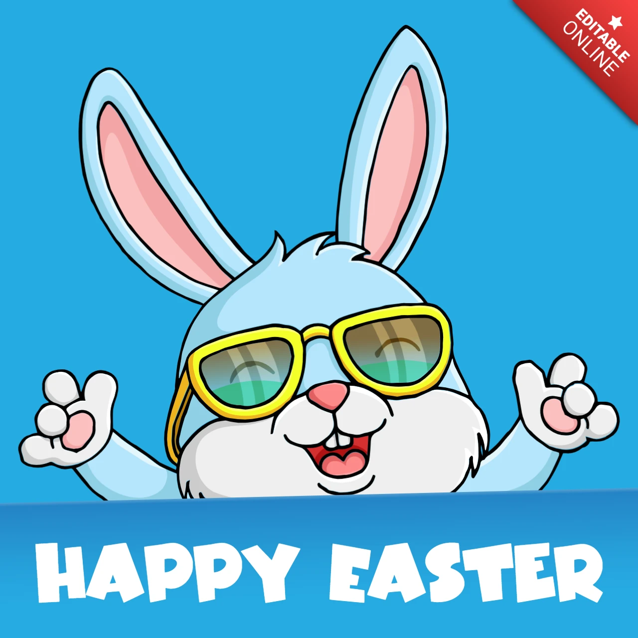 Playful Cartoon Hase Charakter Design für Ostern Grüße Vorlage