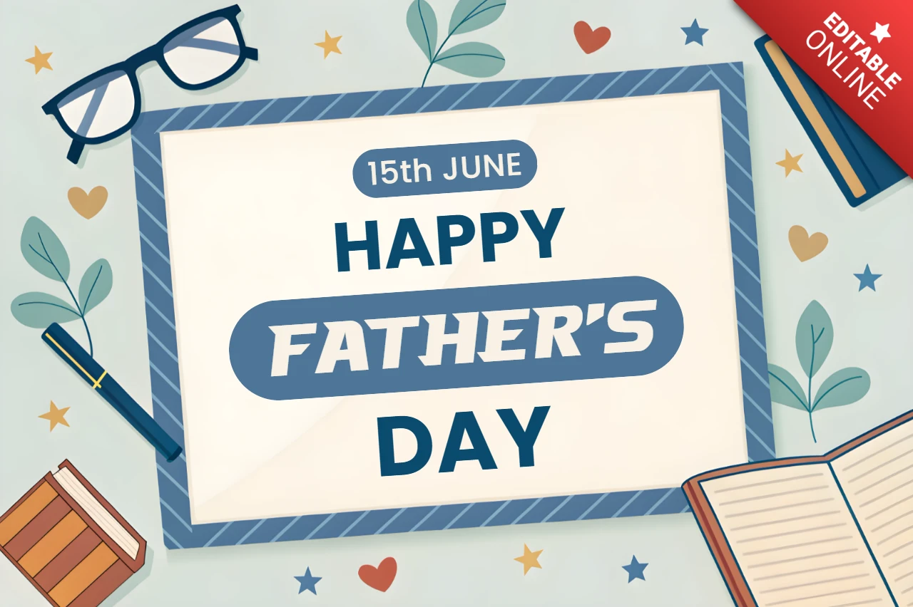 Father's Day Greeting Card Design Template with Playful Illustration Style