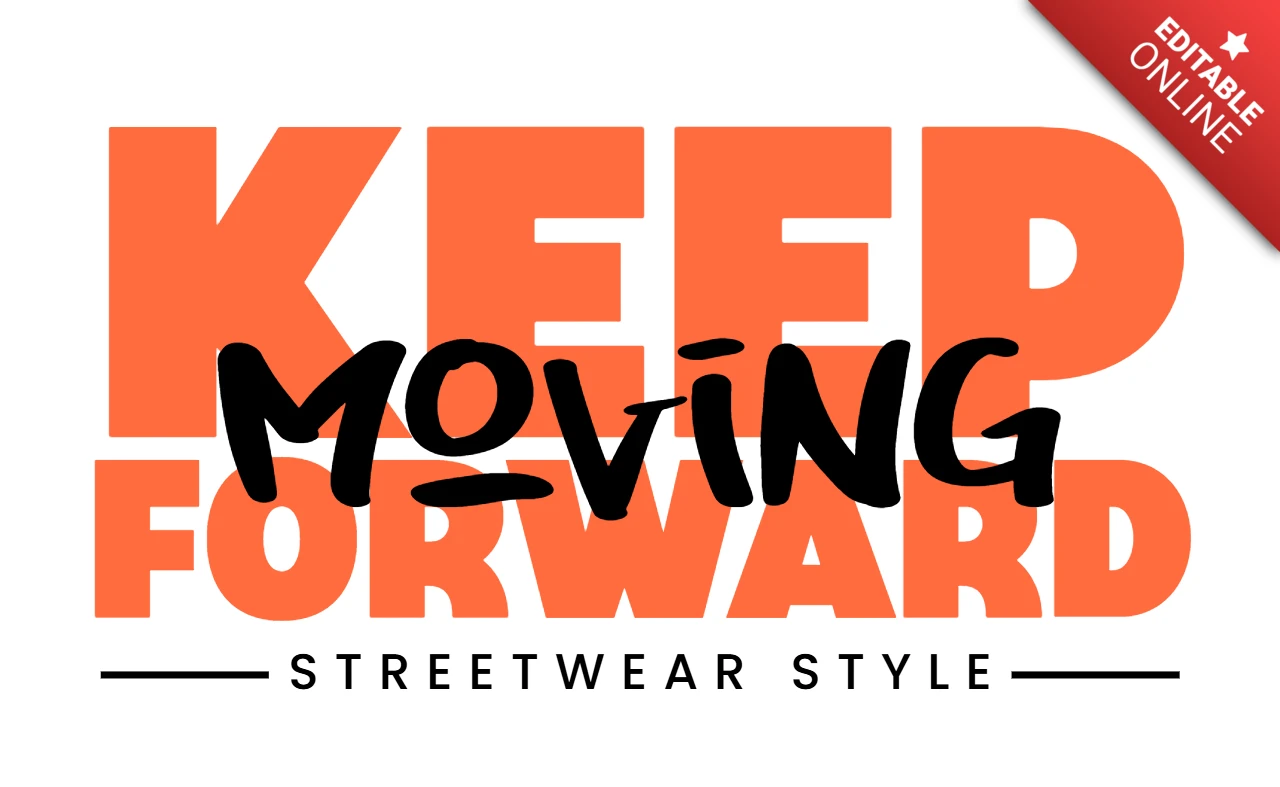 Bewege dich weiter mit mutiger urbaner Streetwear-Typografie T-Shirt Design Vorlage