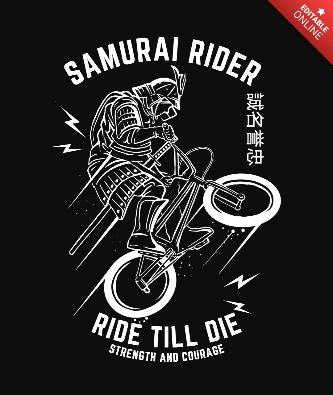 Plantilla de diseño de camiseta de jinete samurái