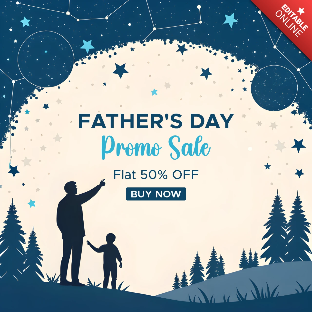 Father's Day Promo Sale Template | Starry Night Design for Special Offers