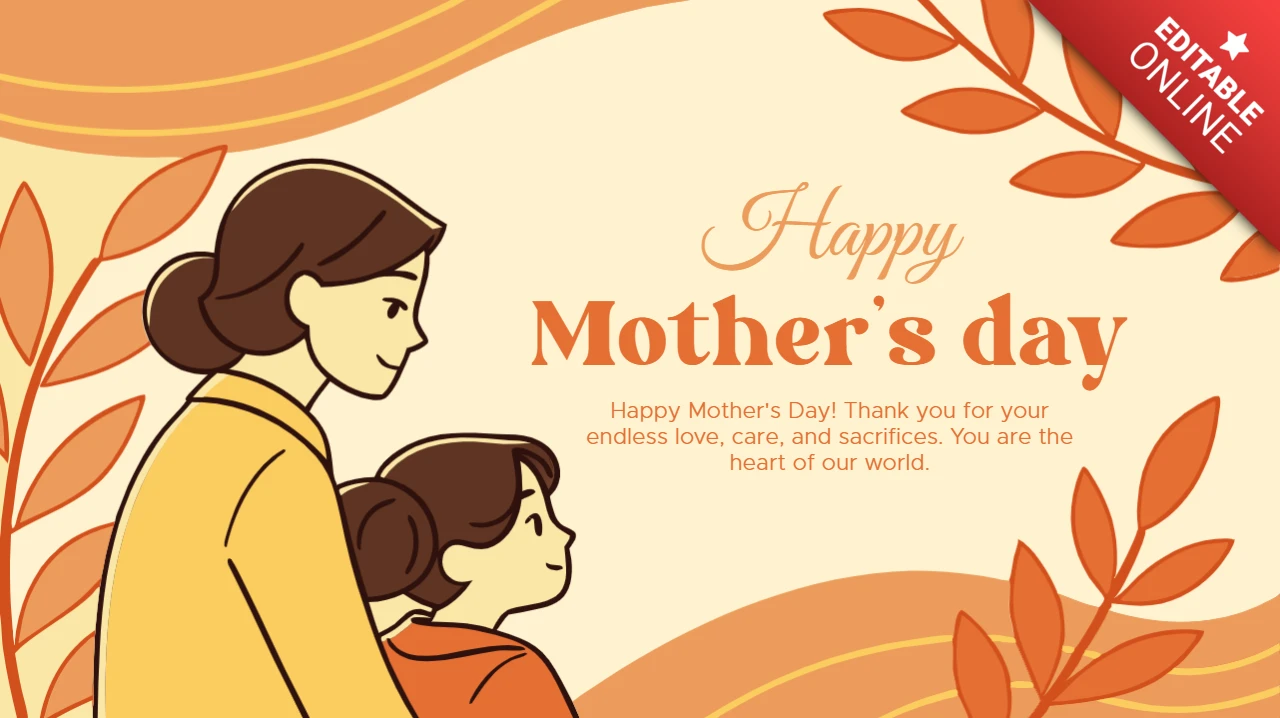 Plantilla de diseño del feliz día de la madre con un cálido estilo ilustrativo
