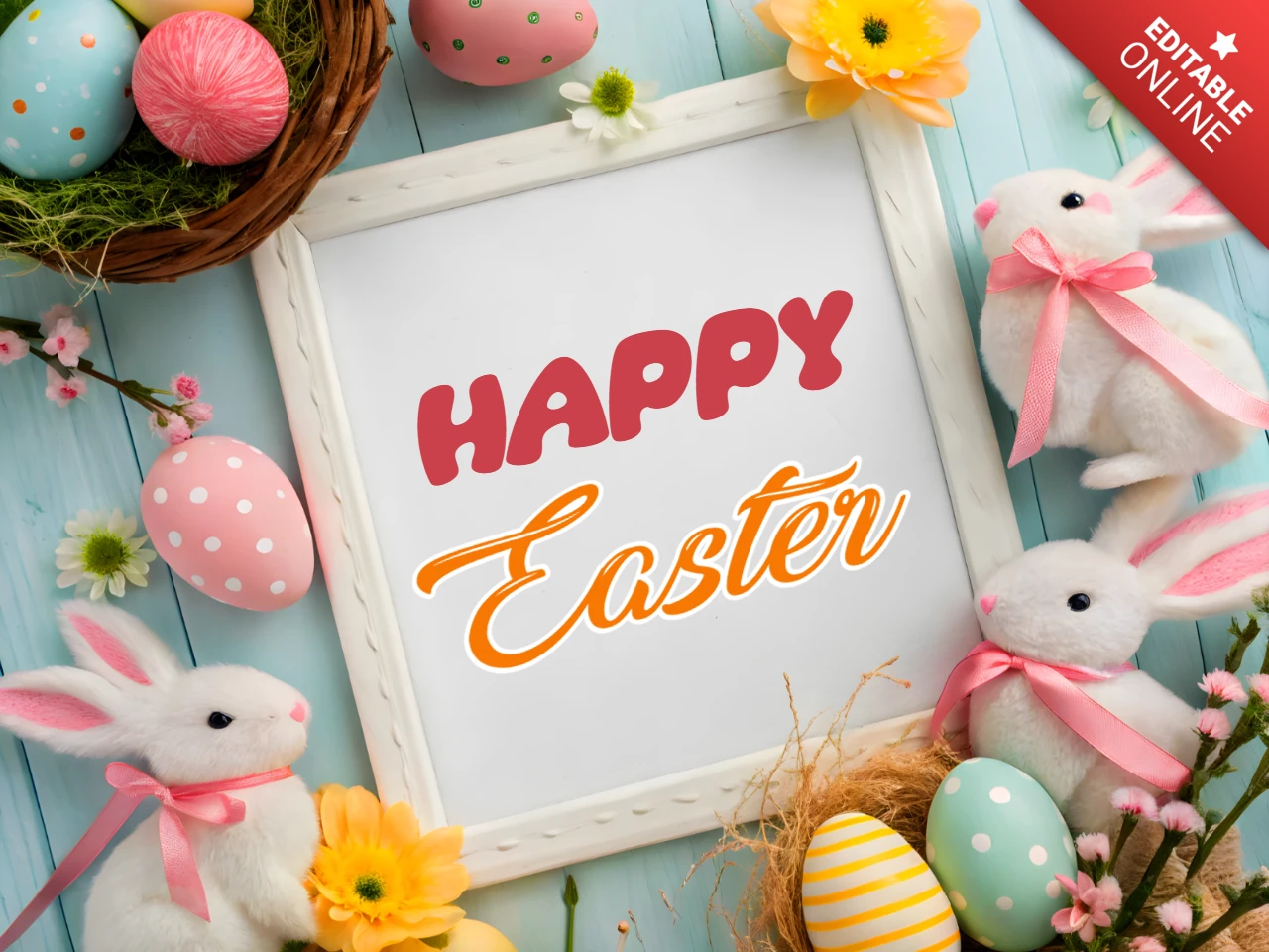 Spring-Themed Easter Greeting Card Design Template