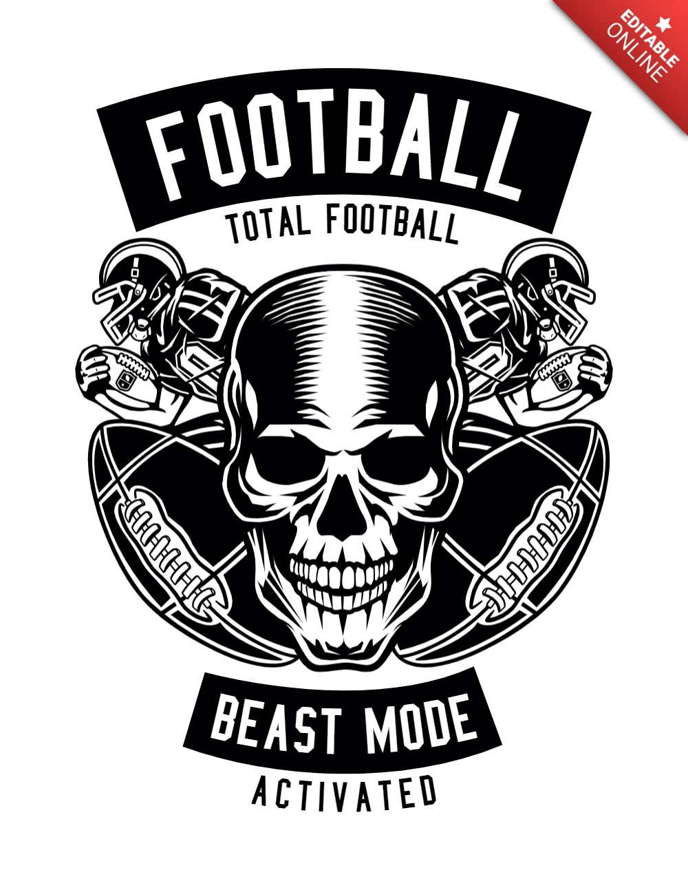 American Football skull T-shirt Design Template