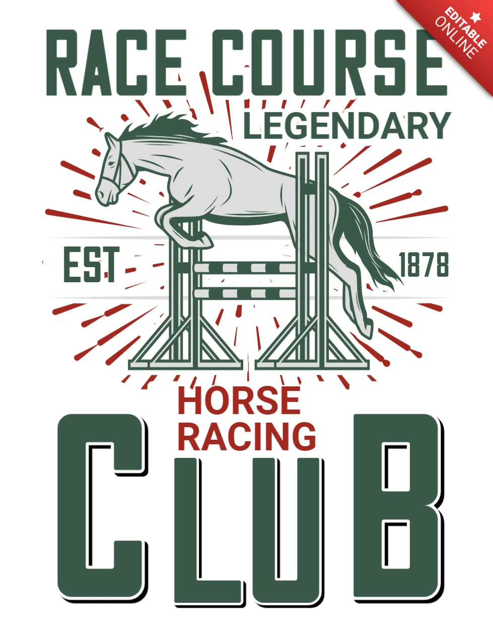 Design del club di corse di cavalli vintage - stile grafico retrò