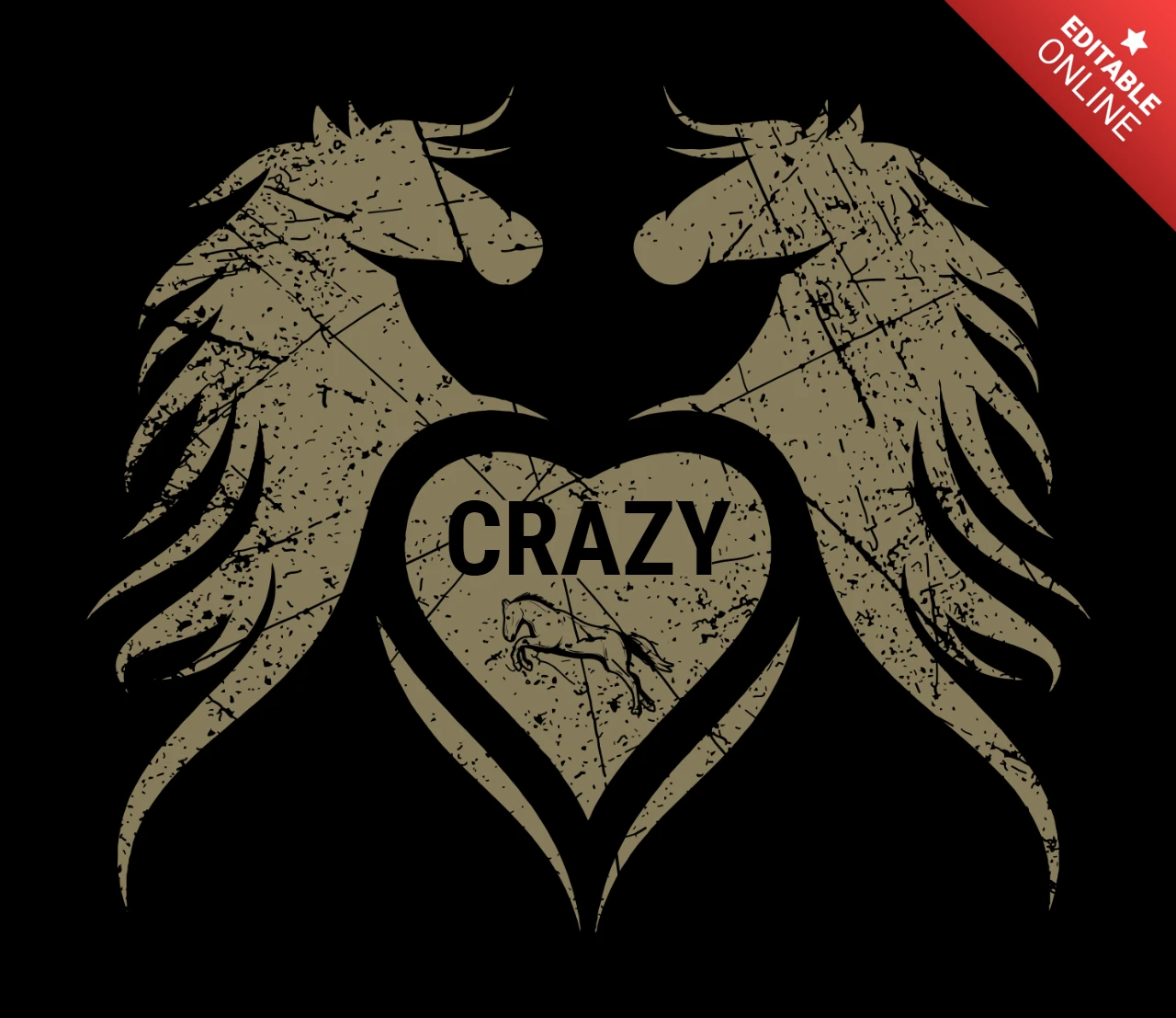 Modelo de design de camiseta de corrida de cavalos Crazy Heart