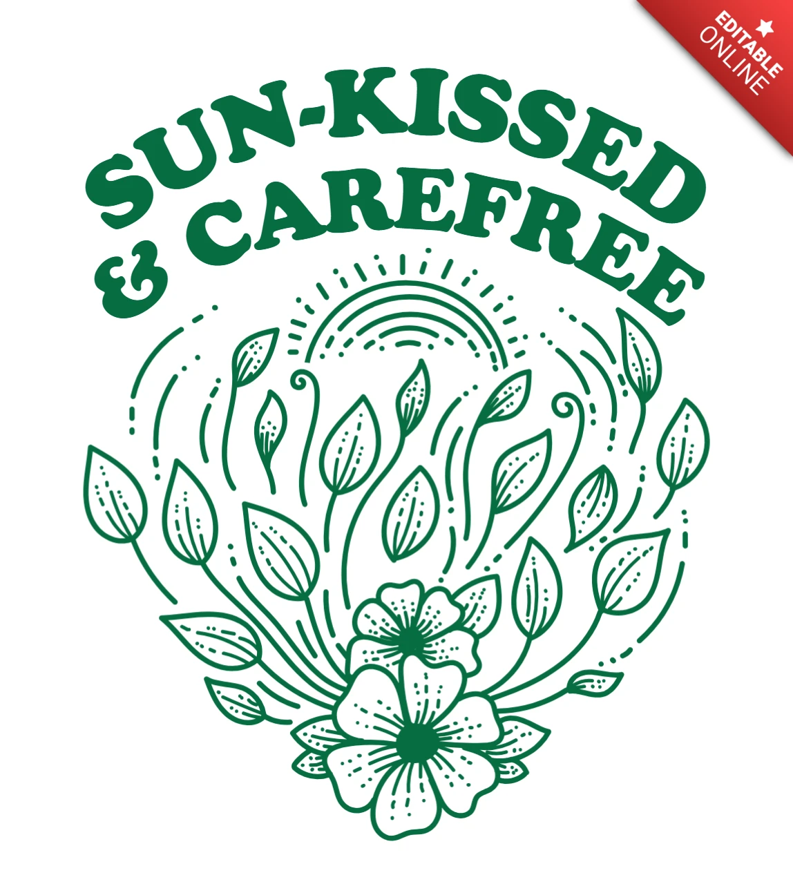 Sun-Kissed Floral Design Template for T-Shirt Printing