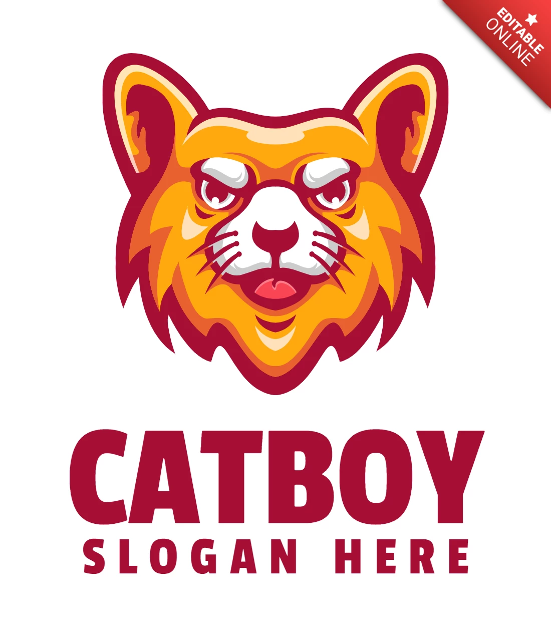 Cat Boy Logo Design Template