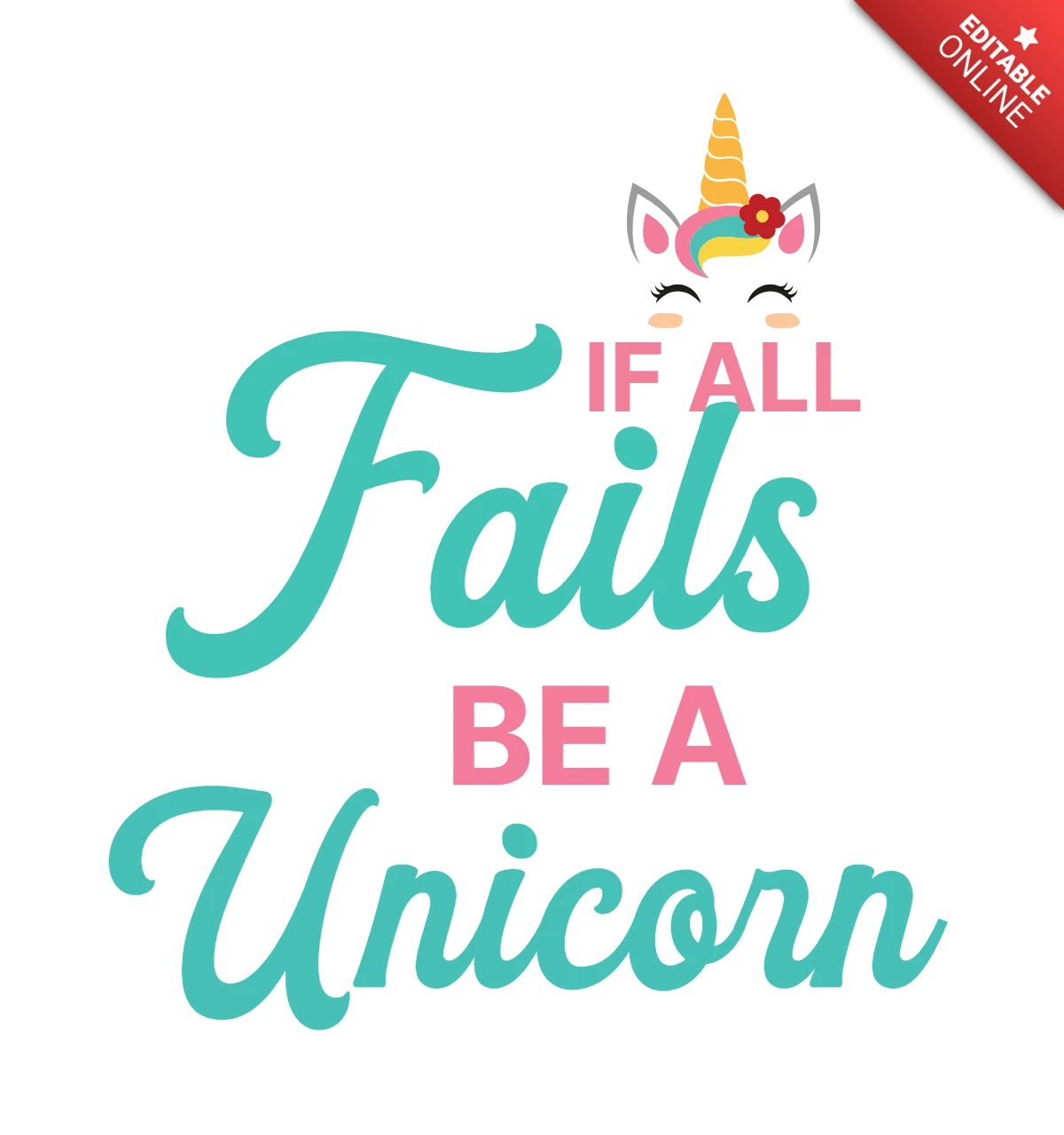 Wenn alles scheitert, sei ein Einhorn-T-Shirt-Design-Vorlage