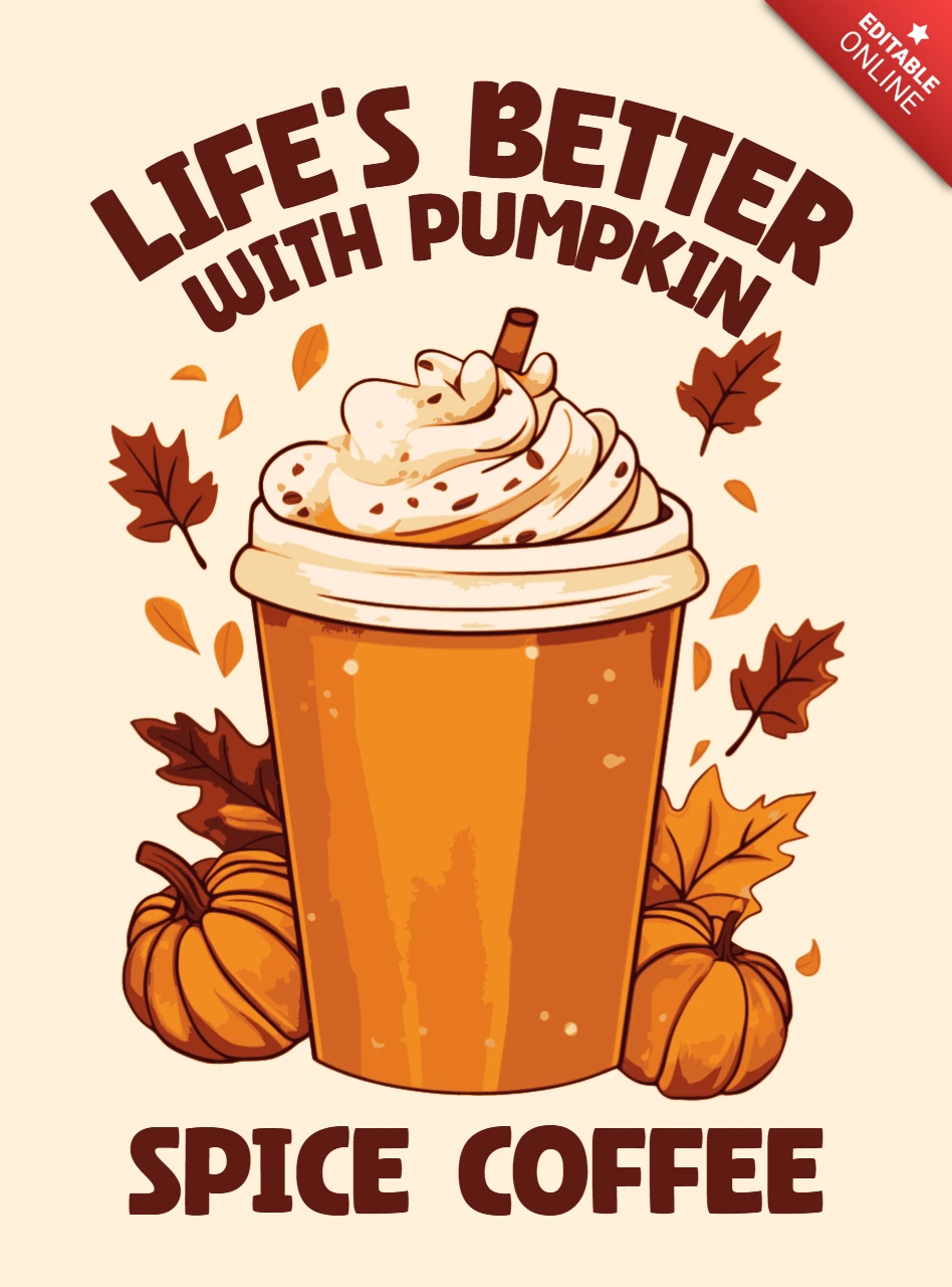 Modèle de design de café aux épices de citrouille pour les marchandises d'automne