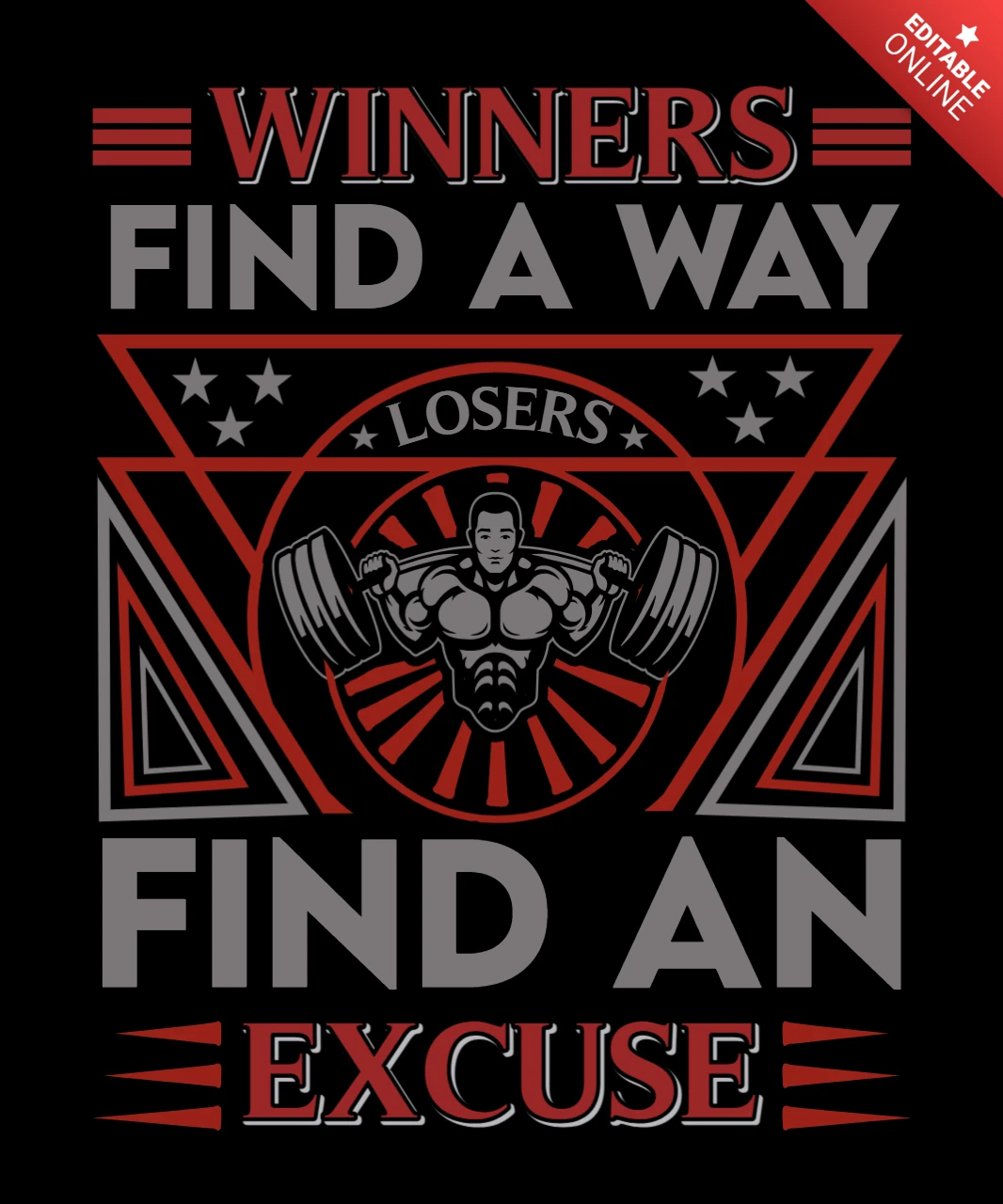 Motivation fitness design template : winners find a way graphic style