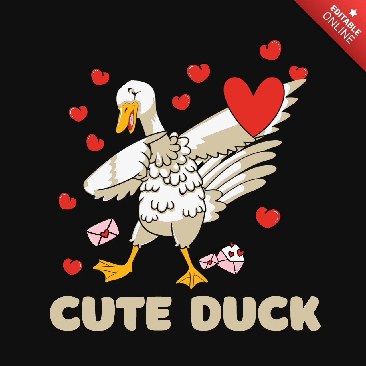 Valentinstag süße ente t-shirt design vorlage