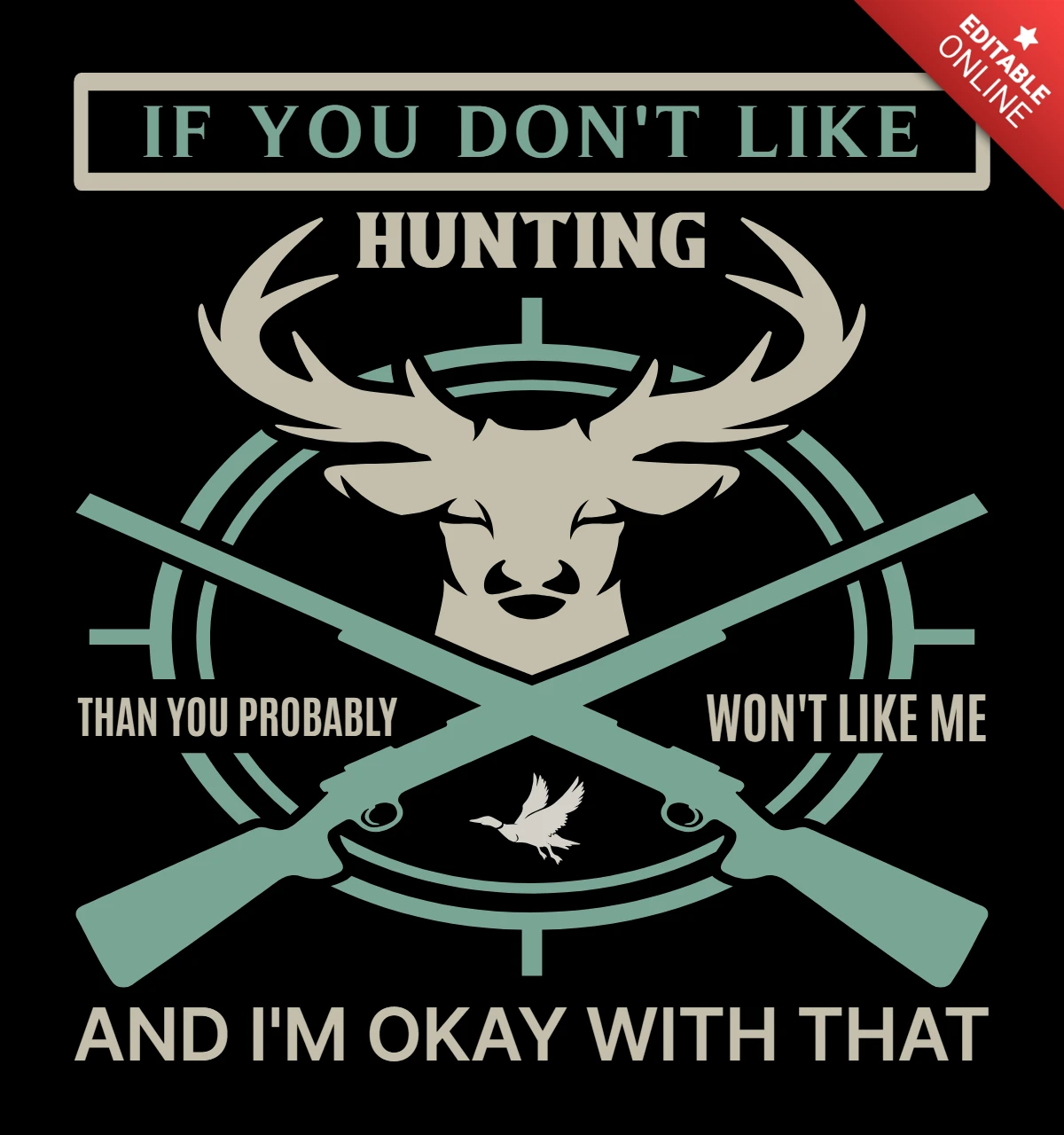 Vintage Hunting Design Template with Deer and Crossed Rifles