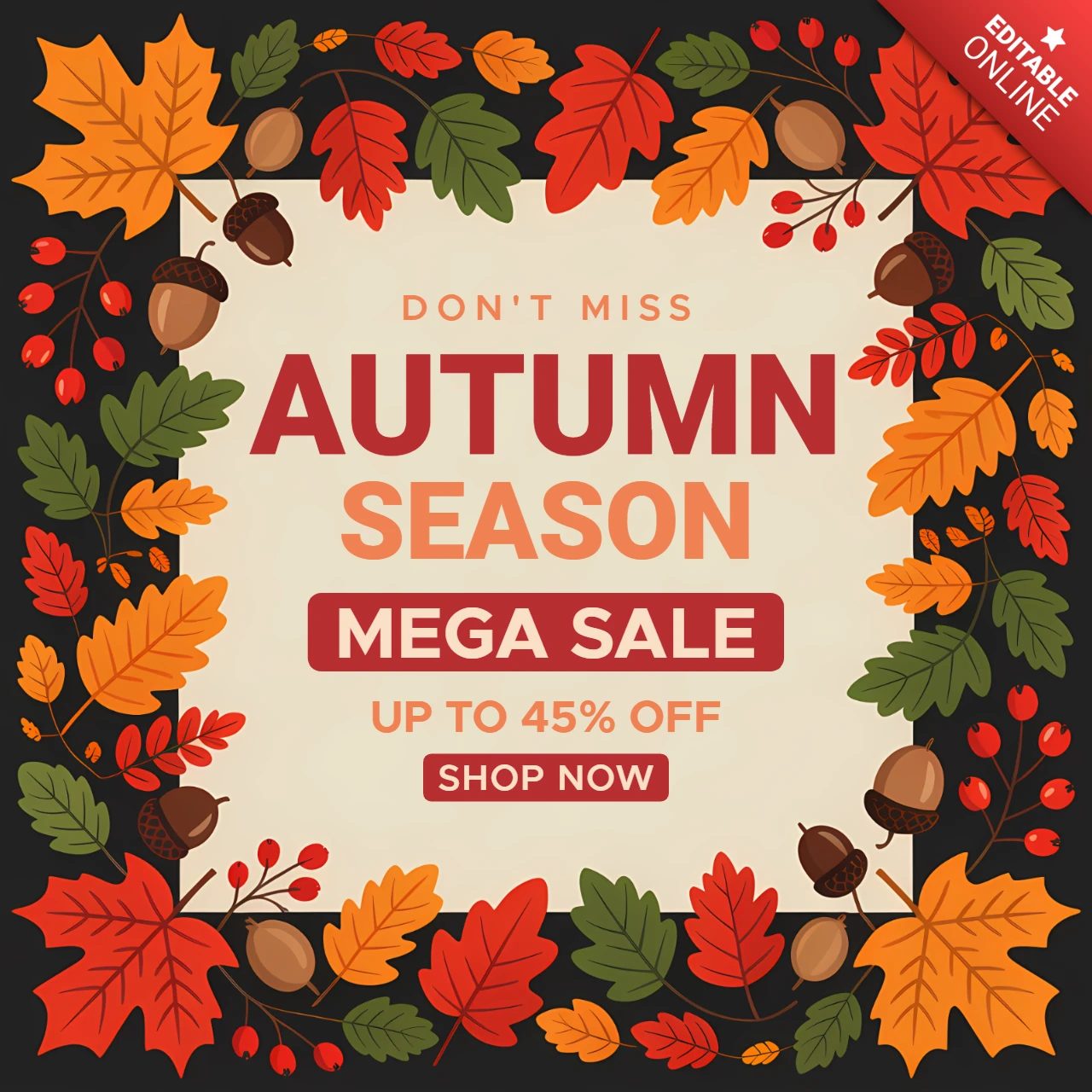 Modèle de vente de feuilles d'automne pour flyers promotionnels