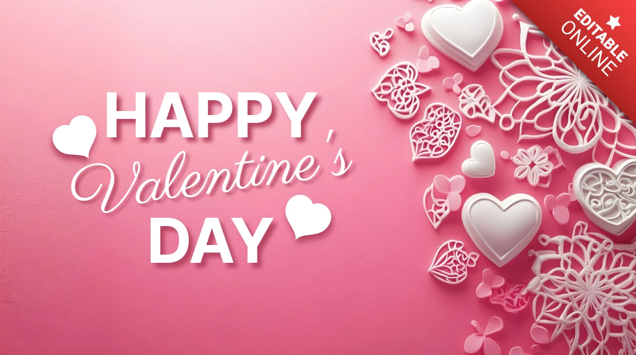 Modèle de carte romantique en dentelle avec cœurs pour la Saint-Valentin