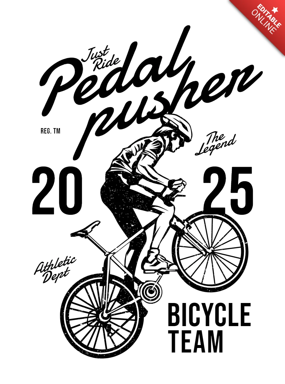 Bicycle Pedal Pusher T-shirt Design Template