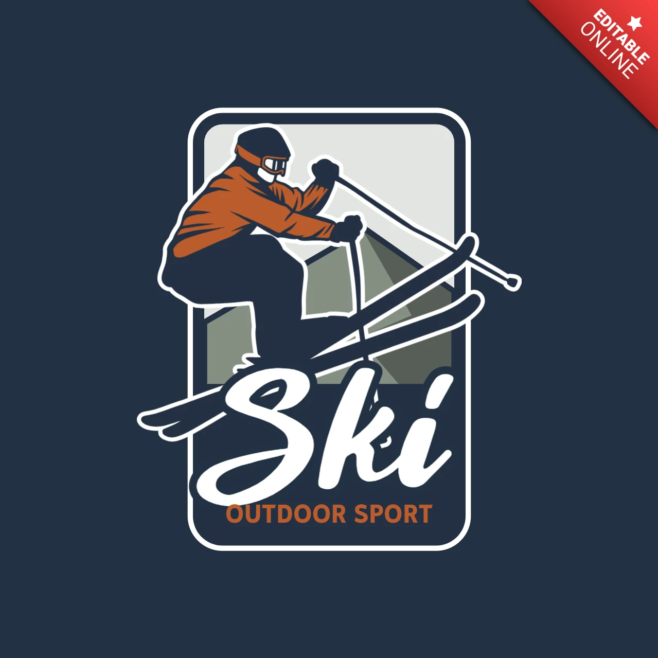 Ski Outdoor Sport Badge Design Template
