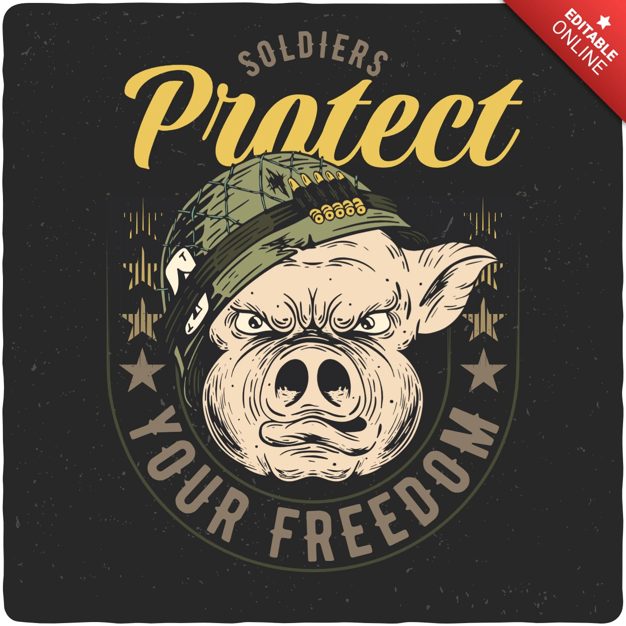 Soldaten schützen deine freiheit schwein t-shirt design Vorlage