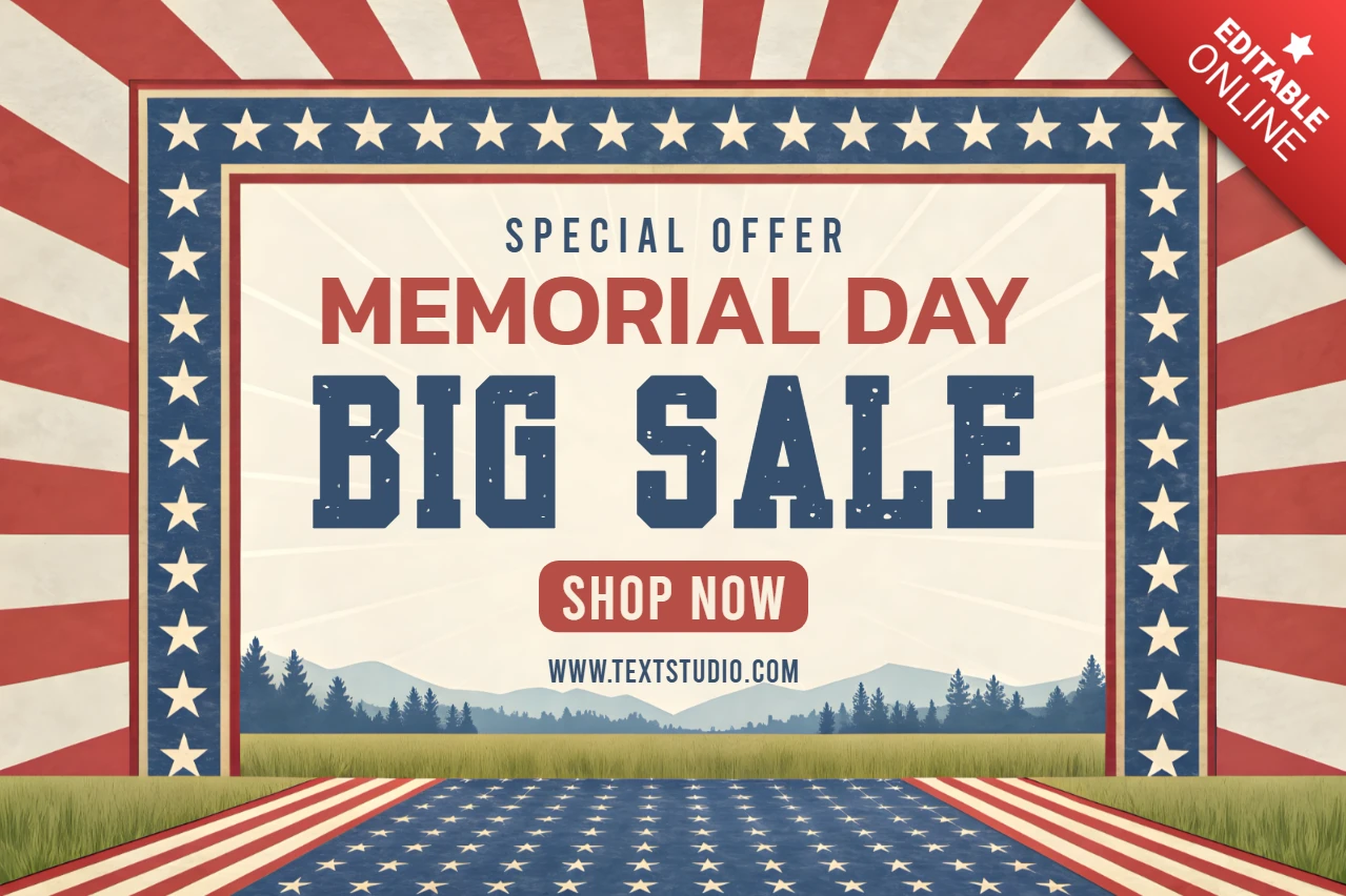Vintage Americana Memorial Day Sale Design Template