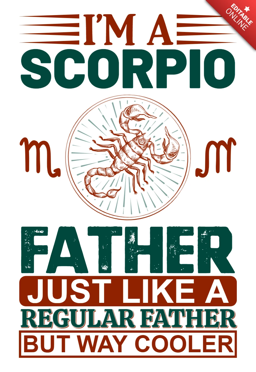 Scorpio Father Quote Design Template – Cool Vintage Style for Personalization