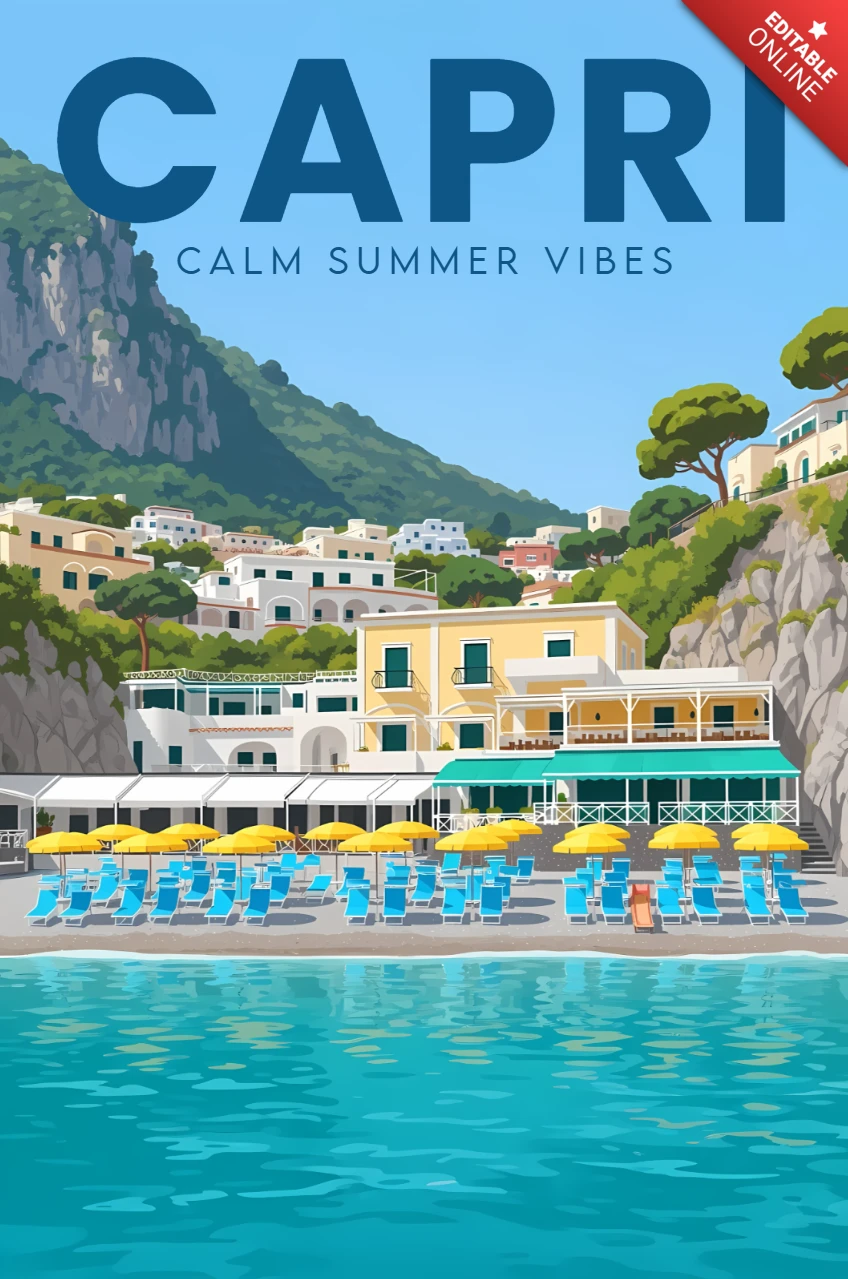 Capri zomer vibes ontwerpsjabloon voor reisposters