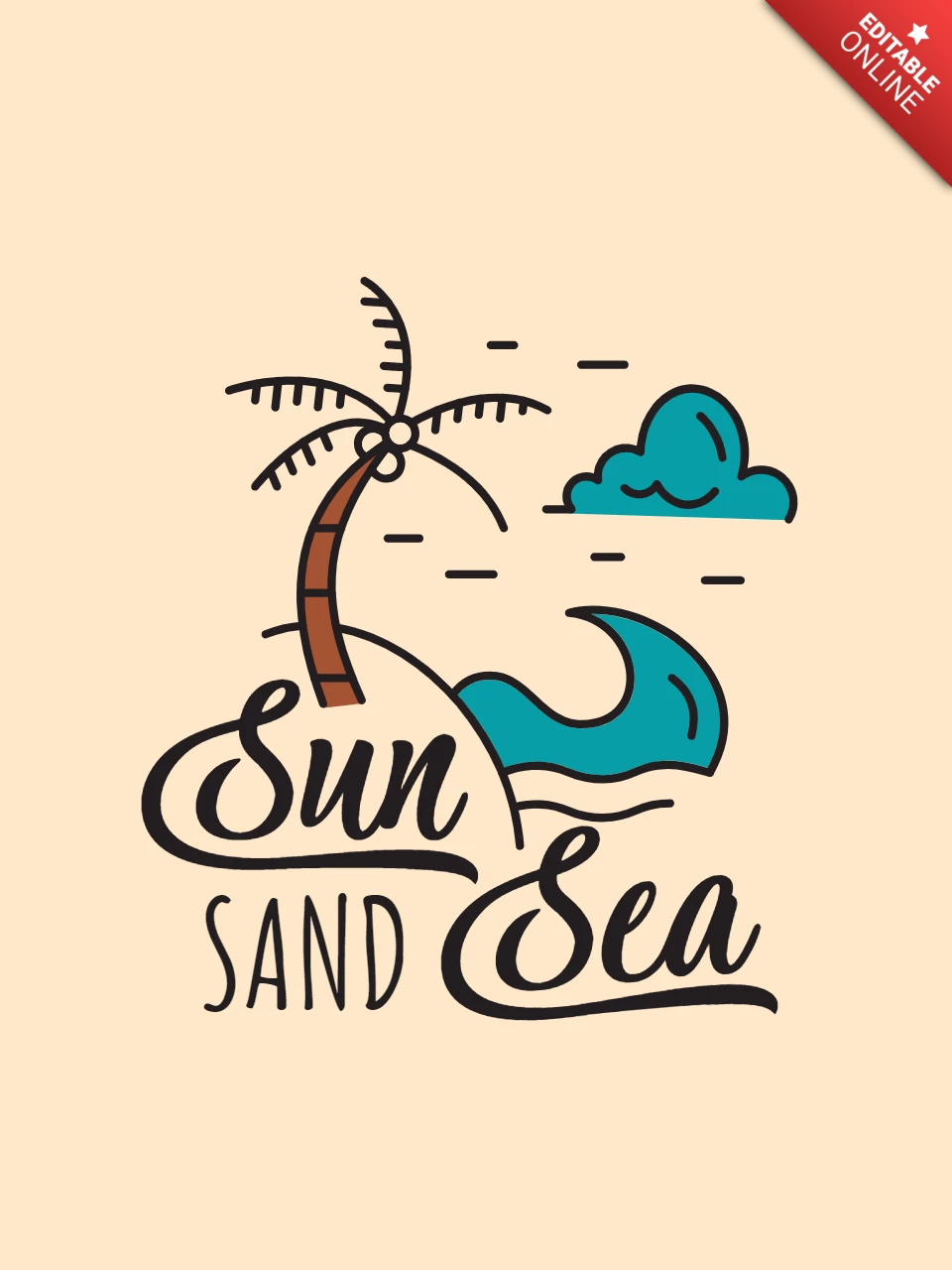 Summer Sun Sand Sea T-shirt Template Design