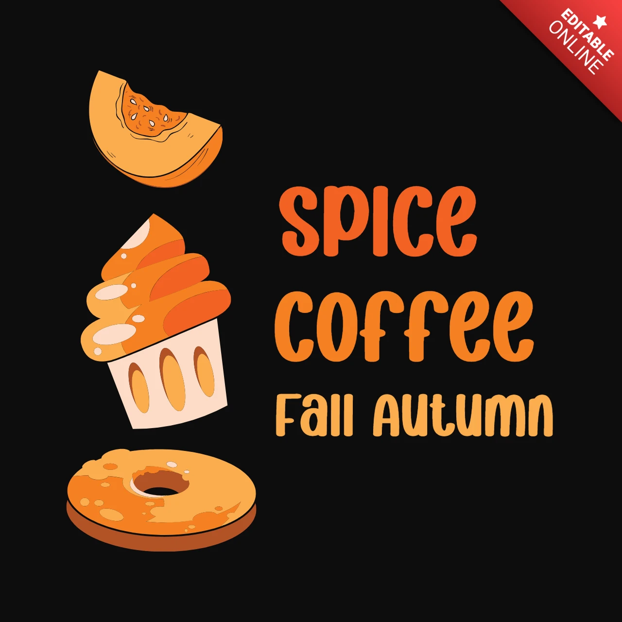 Pumpkin Spice Cupcake T-Shirt Design Template