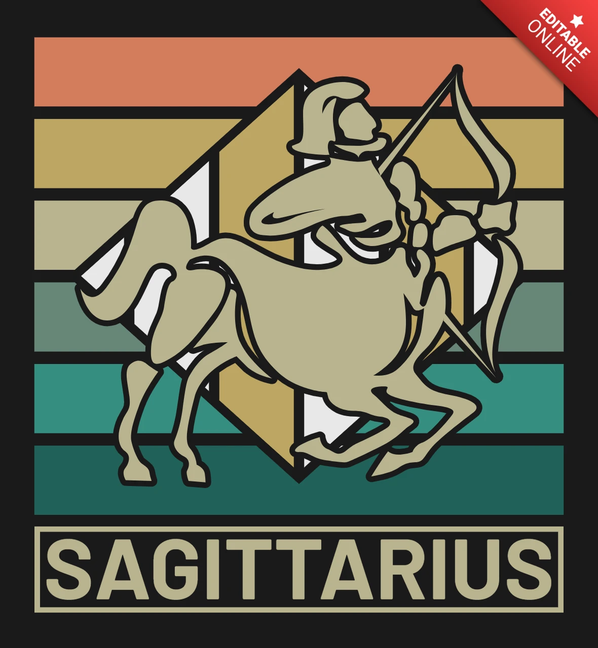Retro vibes sagittarius sternzeichen horoskop t-shirt design vorlage