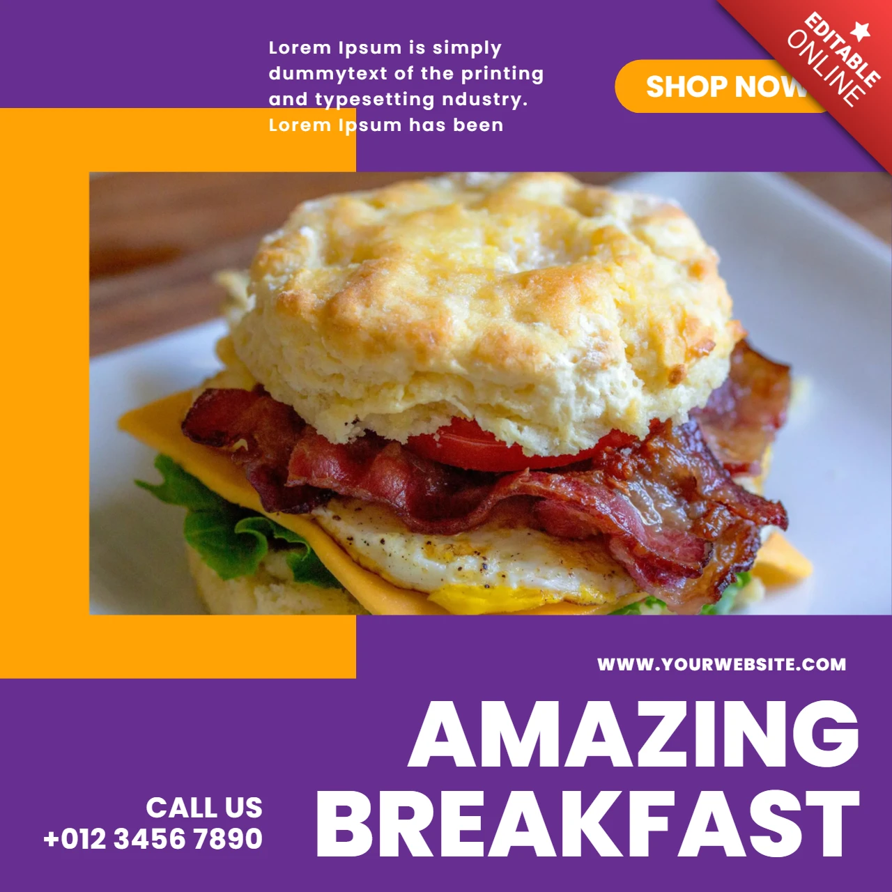 Dashing Purple Restaurant Ad Social Media Post Design Template