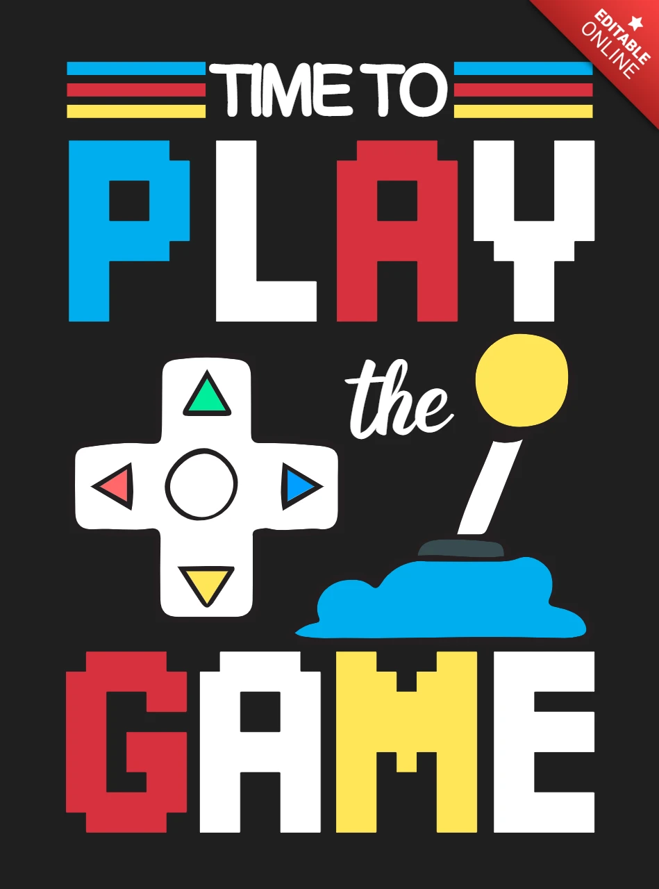 Colorful Retro Gaming T-Shirt Design Template