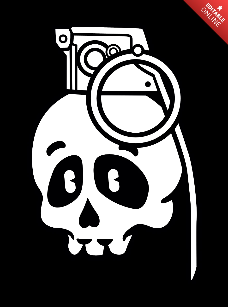 Skull Grenade Cartoon Character Design Template