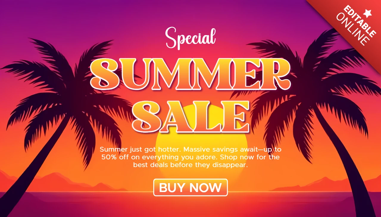 Vibrant Sonnenuntergang Sommer Design für Auge eingängigen Banner-Vorlage