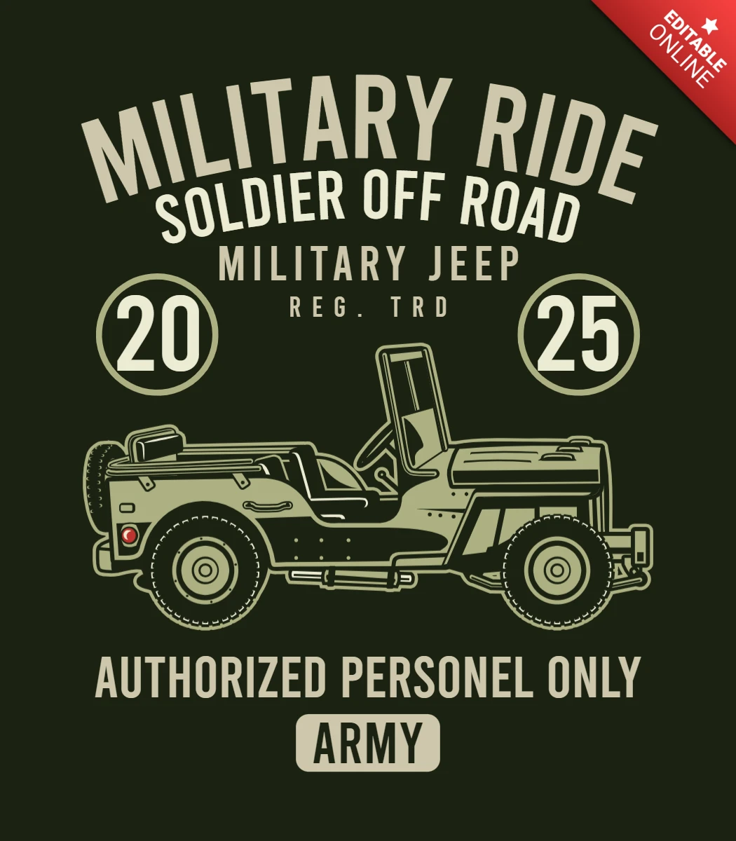 Modelo de design de camiseta de passeio militar