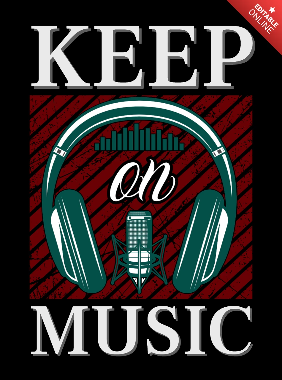 Vintage Musik Vibes Design-Vorlage mit Kopfhörer und Mikrofon