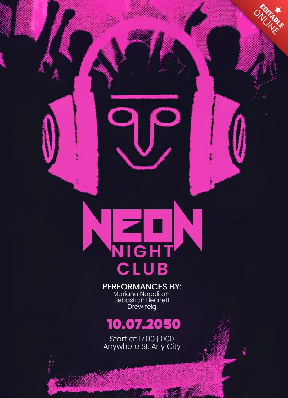 Futuristische party flyer vorlage mit dj und lichter