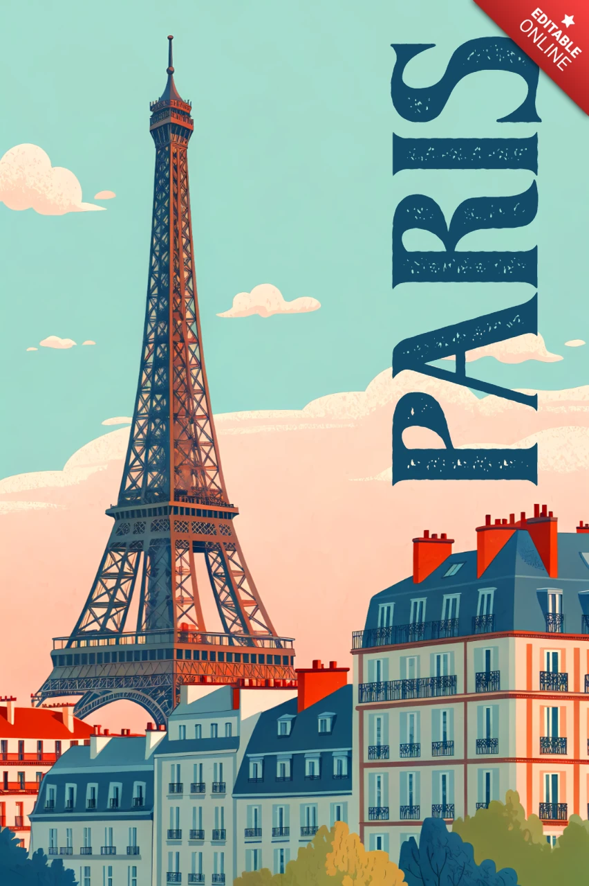 Parisian Vintage Design Template for Travel Posters