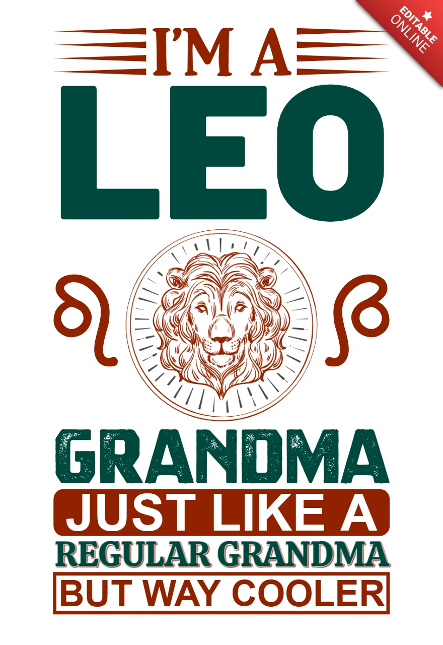 Editable Leo Grandma Design Template: Fun and Bold Typography Style