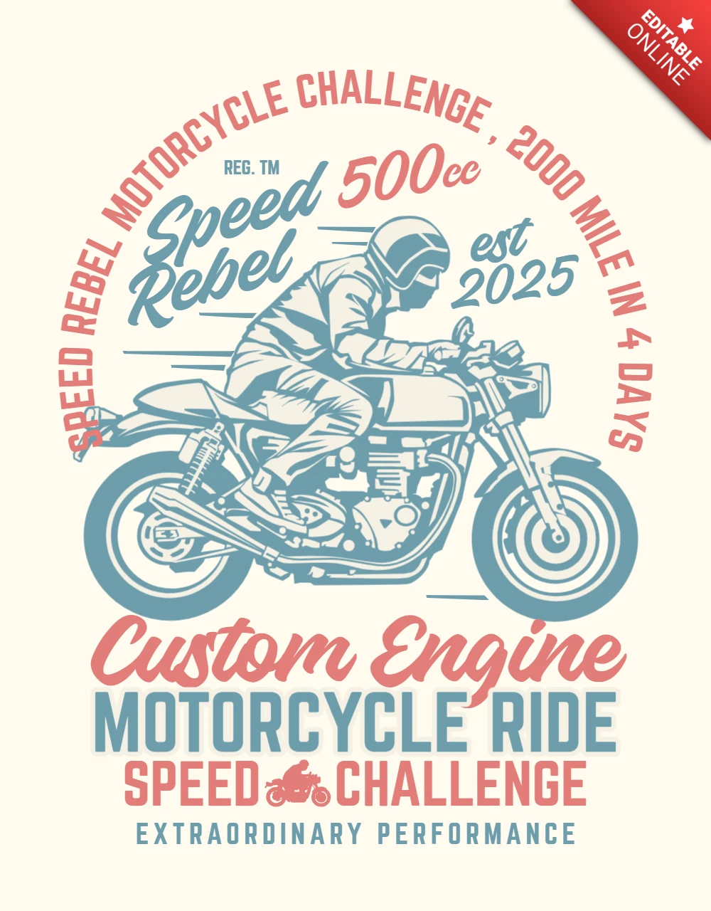 Modello di maglietta per moto Speed Rebel