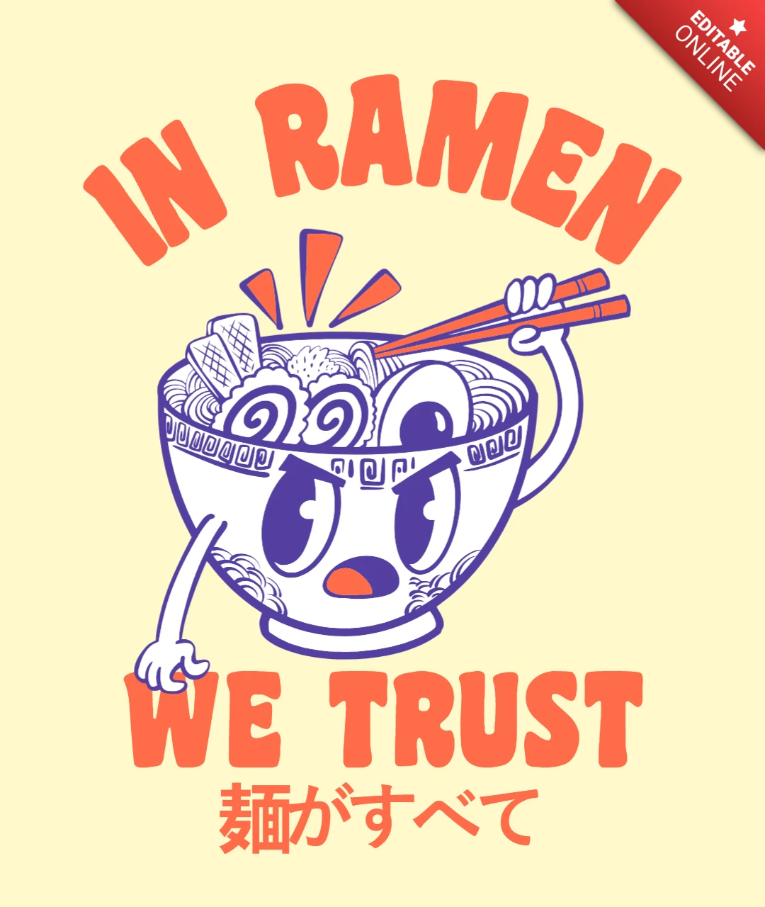 Modèle de design de bol de ramen ludique pour les amateurs de nourriture