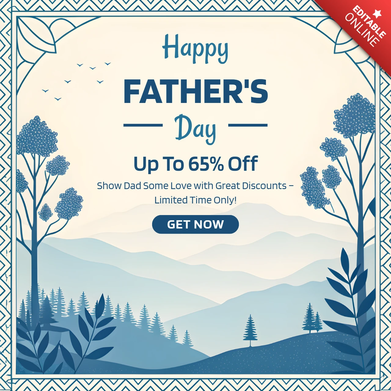 Father's Day Discount Template - Elegant Nature Design for Celebrating Dad