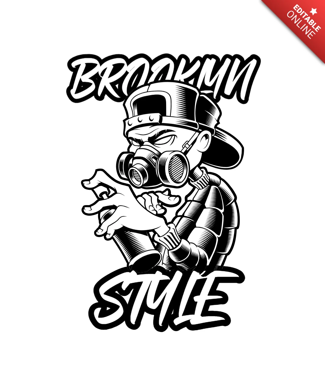 Graffiti Artist Monochrome T-Shirt Design Template