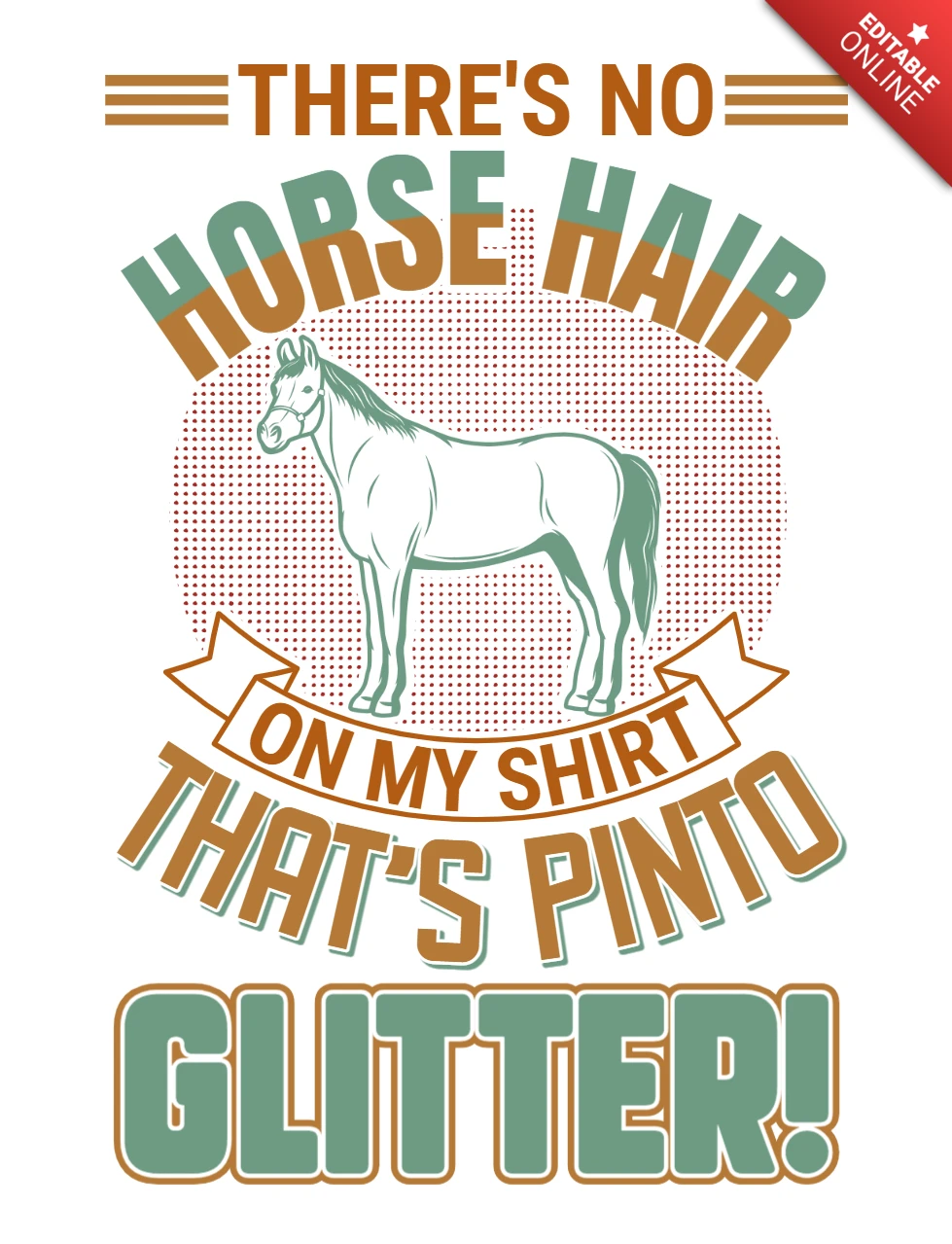 Modèle de design vintage de style western : 'pas de poils de cheval sur ma chemise' avec paillettes pinto