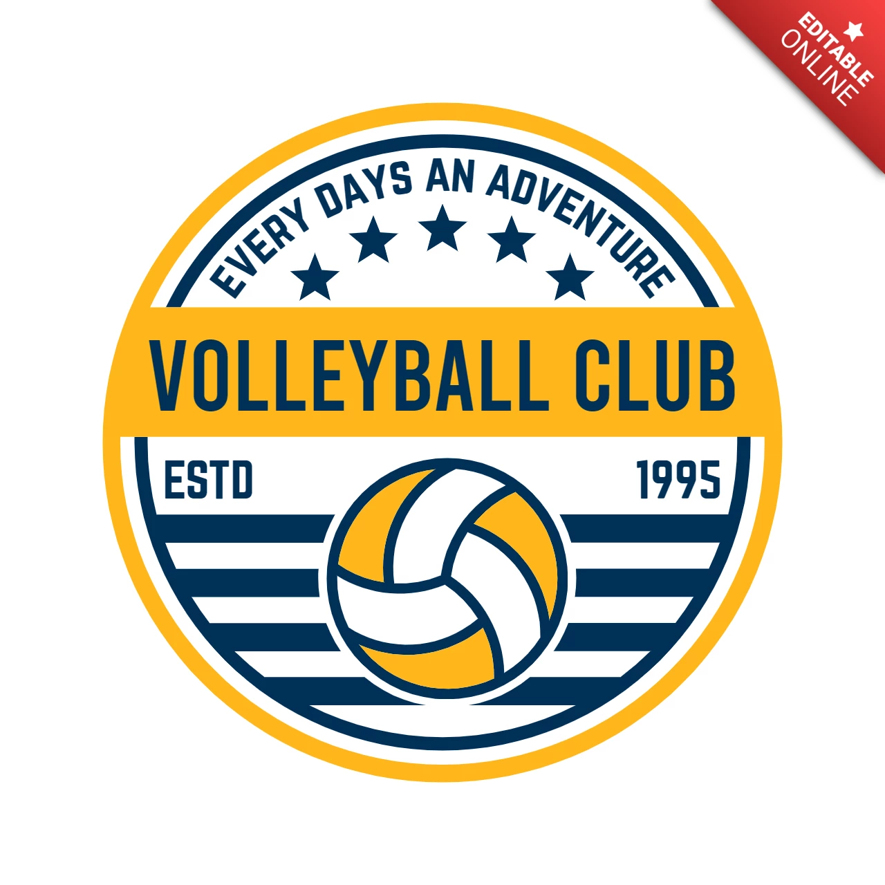 Volleyball Club Championship Sports Logo Design Template