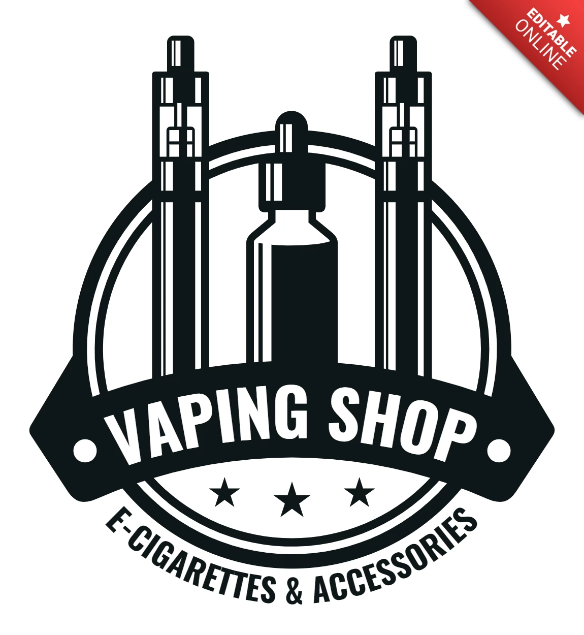 E-Cigarettes And Accessories Vaping Shop Logo Design Template