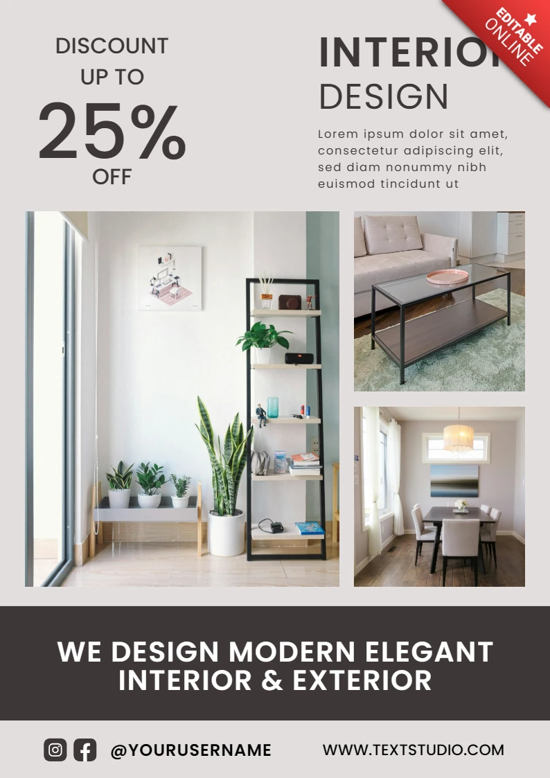 Modern elegantes Innendesign-Vorlage für Werbeflyer