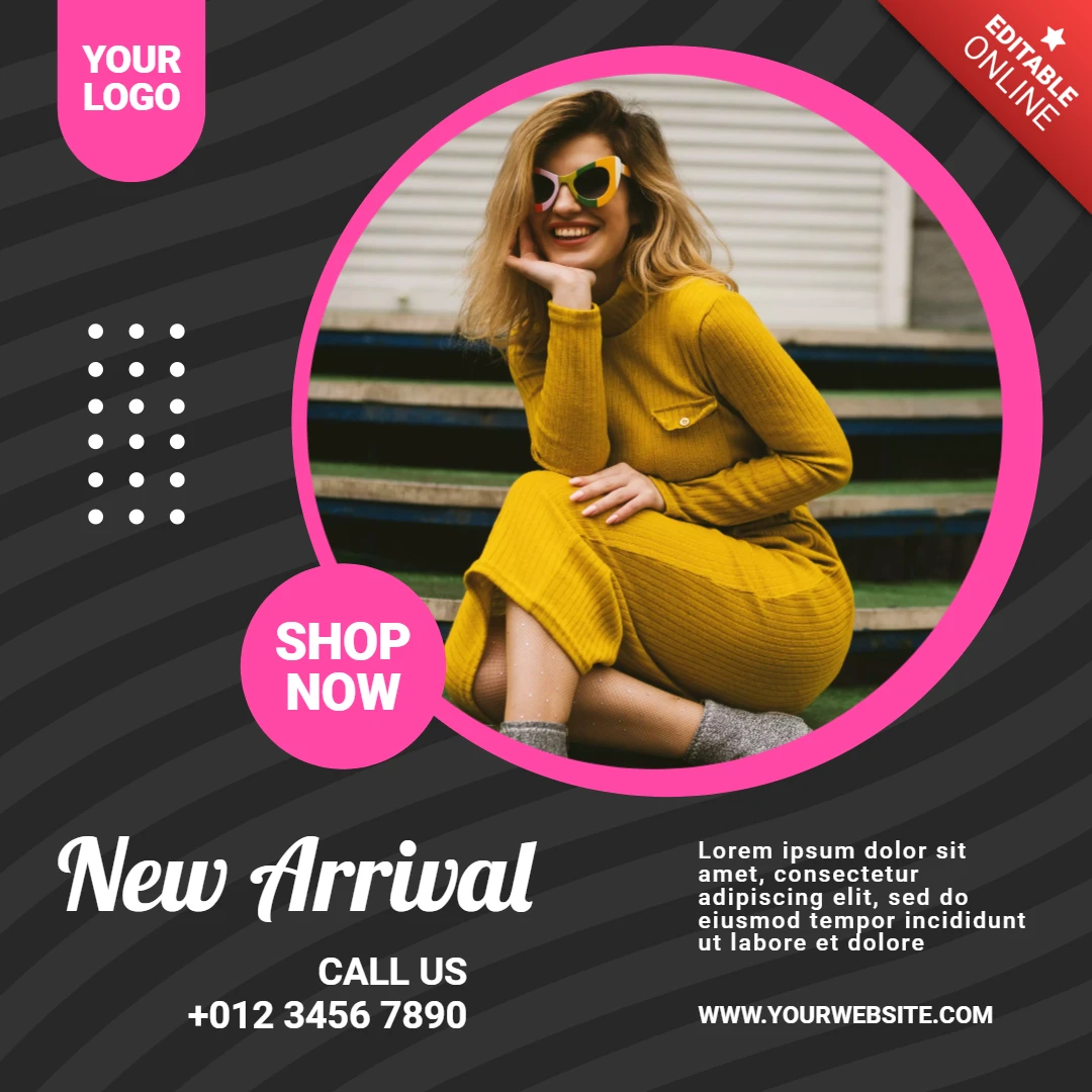 New Arrival Woman Fashion Ad Instagram Post Design Template