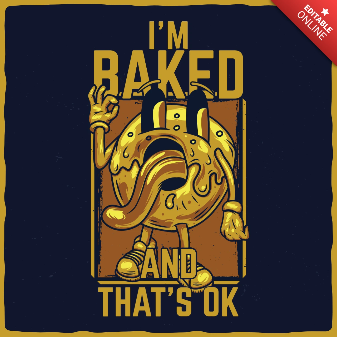 Estou assado e tudo bem. Desenho engraçado de camiseta de donut