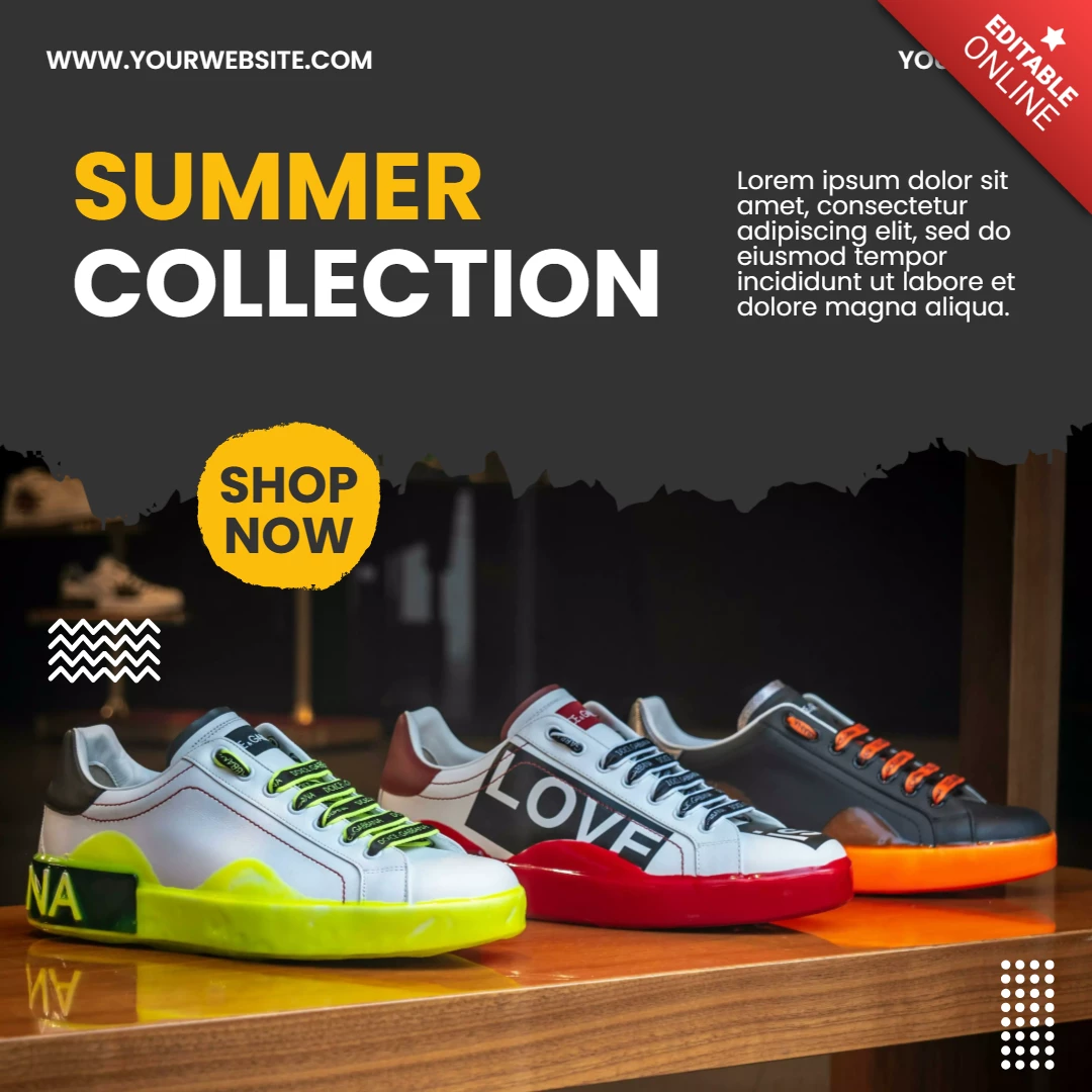 Turnschuhe sommer kollektion verkauf banner social media post design vorlage