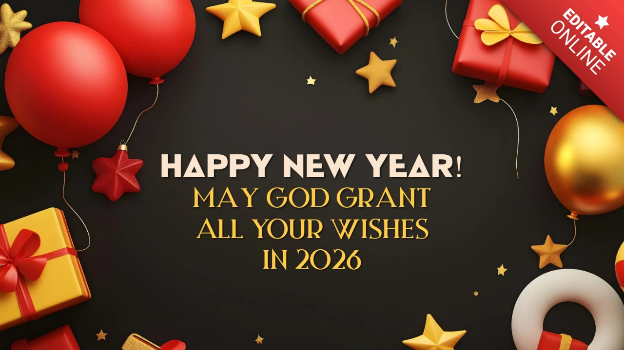 Happy New Year Wishes 2026 Gift Theme Design Template